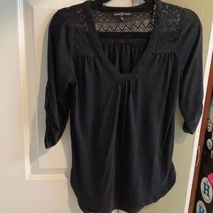 Three Quarter Sleeve Black Top